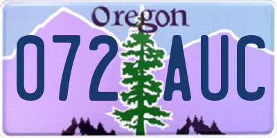 OR license plate 072AUC