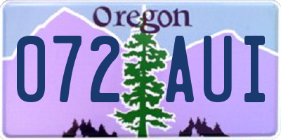 OR license plate 072AUI