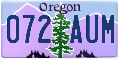 OR license plate 072AUM