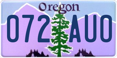 OR license plate 072AUO