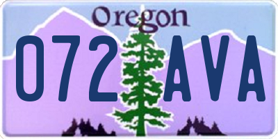 OR license plate 072AVA