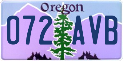 OR license plate 072AVB