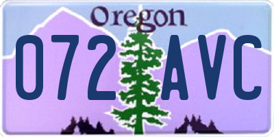 OR license plate 072AVC