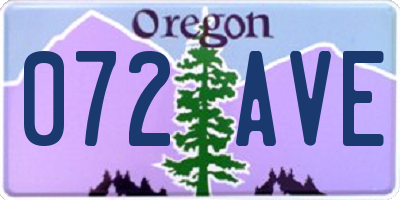 OR license plate 072AVE