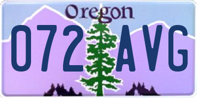 OR license plate 072AVG