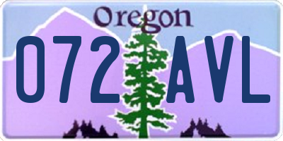OR license plate 072AVL