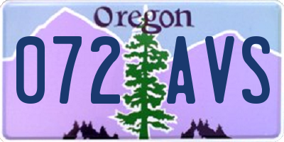 OR license plate 072AVS