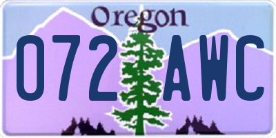 OR license plate 072AWC