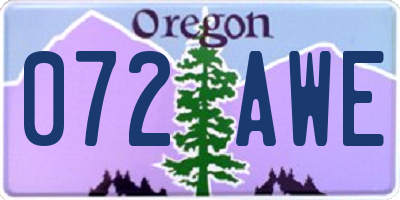 OR license plate 072AWE