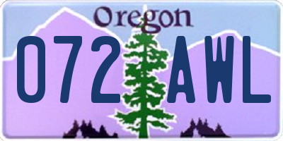 OR license plate 072AWL