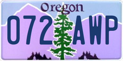 OR license plate 072AWP