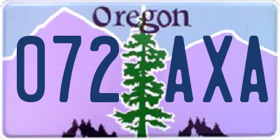 OR license plate 072AXA