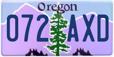 OR license plate 072AXD