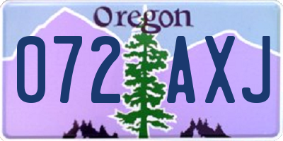OR license plate 072AXJ