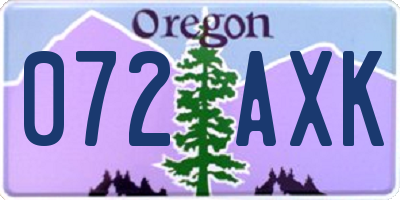 OR license plate 072AXK