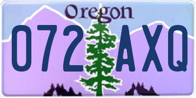 OR license plate 072AXQ