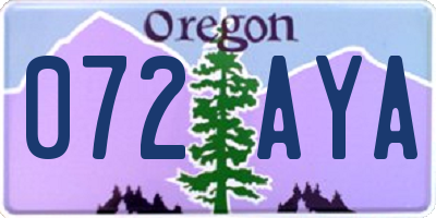OR license plate 072AYA