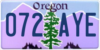 OR license plate 072AYE