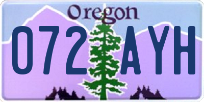 OR license plate 072AYH