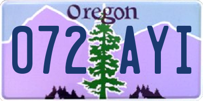 OR license plate 072AYI