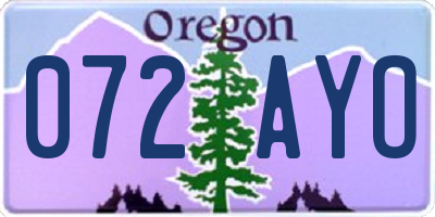 OR license plate 072AYO
