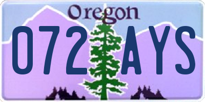 OR license plate 072AYS