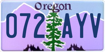 OR license plate 072AYV