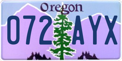 OR license plate 072AYX