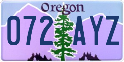 OR license plate 072AYZ