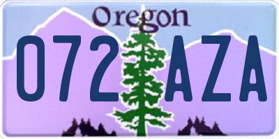 OR license plate 072AZA