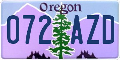 OR license plate 072AZD