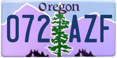 OR license plate 072AZF