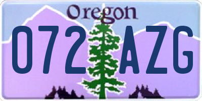 OR license plate 072AZG