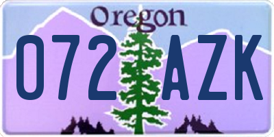 OR license plate 072AZK
