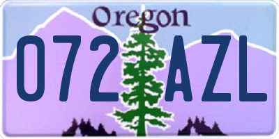OR license plate 072AZL
