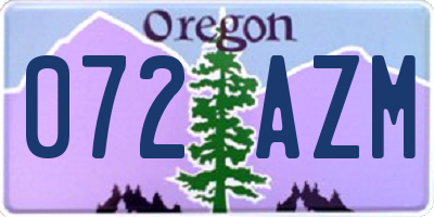 OR license plate 072AZM