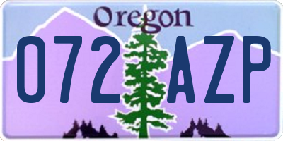 OR license plate 072AZP