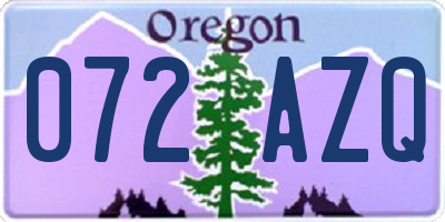 OR license plate 072AZQ