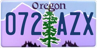 OR license plate 072AZX