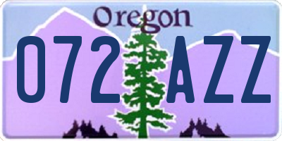 OR license plate 072AZZ