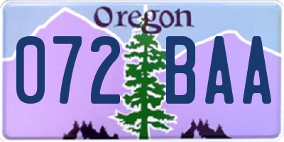 OR license plate 072BAA