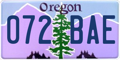 OR license plate 072BAE