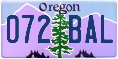 OR license plate 072BAL