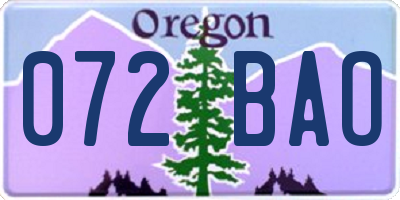 OR license plate 072BAO