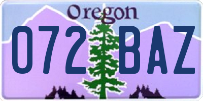 OR license plate 072BAZ