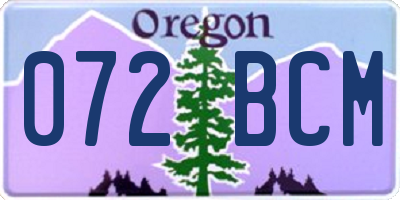 OR license plate 072BCM