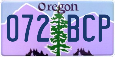 OR license plate 072BCP