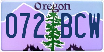 OR license plate 072BCW