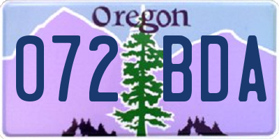 OR license plate 072BDA