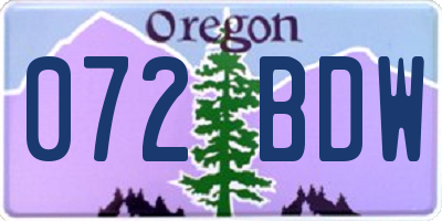 OR license plate 072BDW